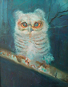 painting of baby owl]